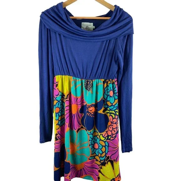 judith march blue dress Judith March Palm Print Satin Halter Tie Dress- Size S – The Saved  Collection